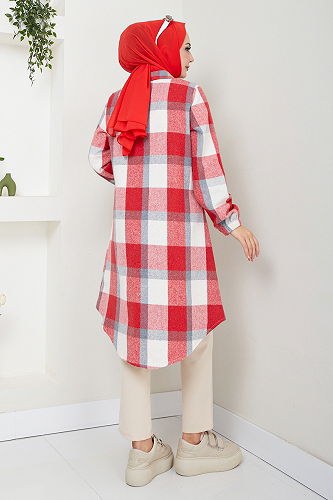moda selvim Tunic 6915S982-M Red - Thumbnail