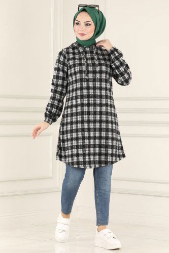 moda selvim Tunic 7003MRT754 Black - Thumbnail