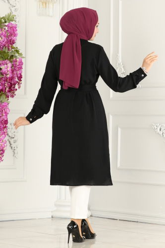 moda selvim Tunic 7018TRT545 Black - Thumbnail