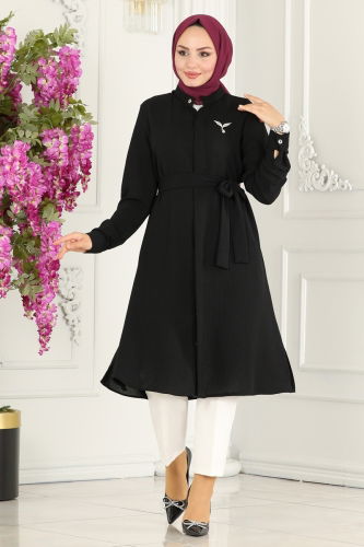 moda selvim Tunic 7018TRT545 Black - Thumbnail