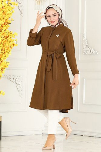 moda selvim Tunic 7018TRT545 Brown - Thumbnail