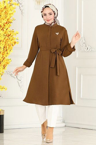 moda selvim Tunic 7018TRT545 Brown - Thumbnail