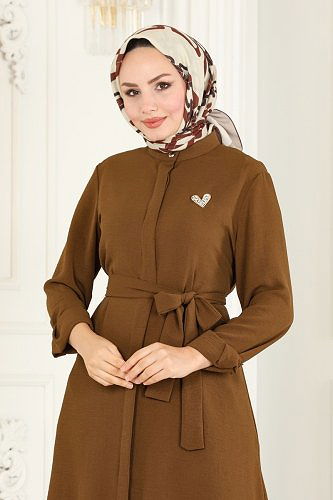 moda selvim بلوز بني 7018TRT545 - Thumbnail