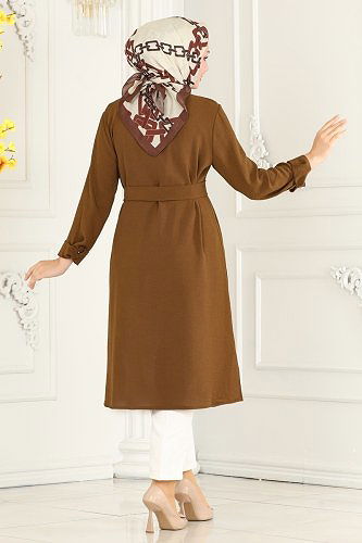 moda selvim بلوز بني 7018TRT545 - Thumbnail