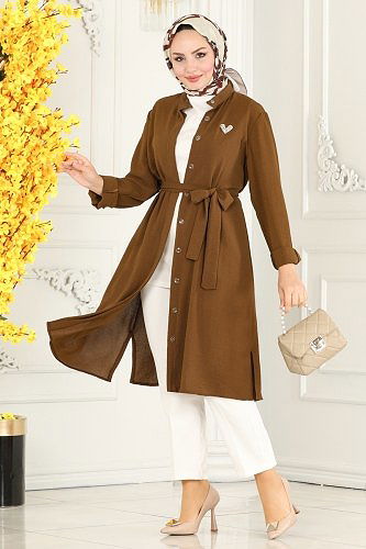 moda selvim بلوز بني 7018TRT545 - Thumbnail