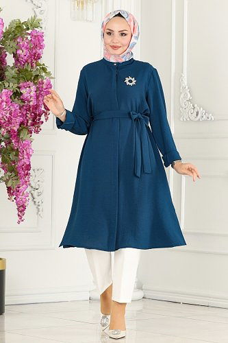 moda selvim Tunic 7018TRT545 Indigo - Thumbnail