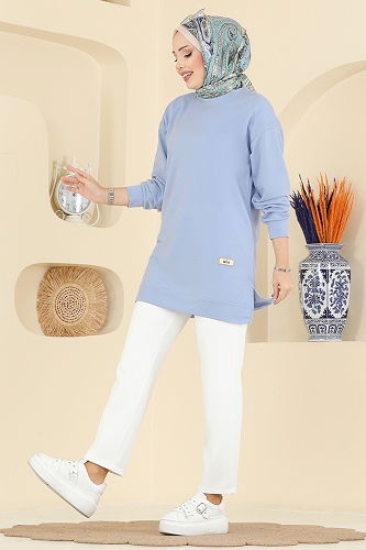 moda selvim بلوز أزرق فاتح 701PM271 - Thumbnail