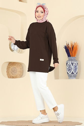 moda selvim Tunic 701PM271 Brown - Thumbnail