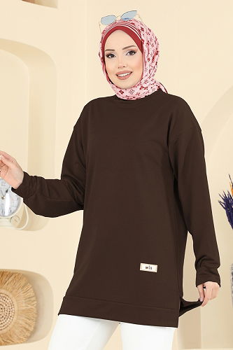 moda selvim بلوز بني 701PM271 - Thumbnail