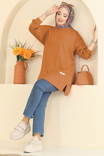 moda selvim Tunic 701PM271 Dark Mustard - Thumbnail