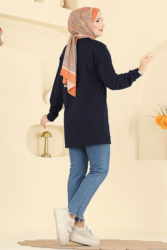 moda selvim Tunic 701PM271 Dark Navy Blue - Thumbnail