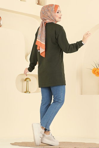 moda selvim بلوز اخضر عفني 701PM271 - Thumbnail