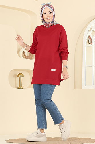 moda selvim Tunic 701PM271 Red - Thumbnail