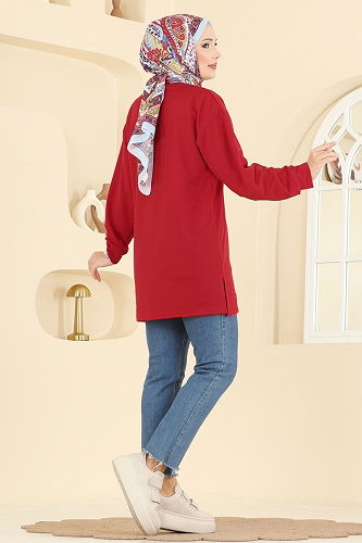 moda selvim Tunic 701PM271 Red - Thumbnail