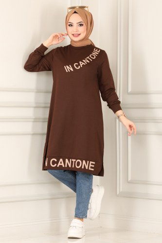moda selvim Tunic 7044NZR779 Brown - Thumbnail