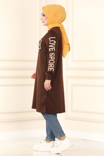 moda selvim Tunic 7045NZR779 Brown - Thumbnail