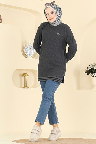 moda selvim Tunic 708PM271 Anthracite - Thumbnail