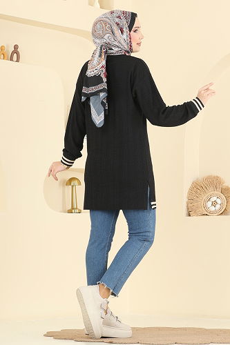 moda selvim بلوز أسود 708PM271 - Thumbnail