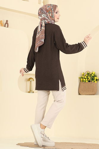 moda selvim Tunic 708PM271 Brown - Thumbnail