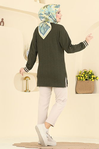 moda selvim Tunic 708PM271 Khaki - Thumbnail