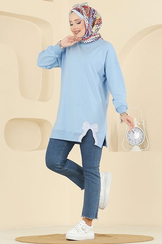 moda selvim Tunic 7095TEG847 Baby Blue - Thumbnail