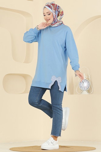 moda selvim Tunic 7095TEG847 Baby Blue - Thumbnail