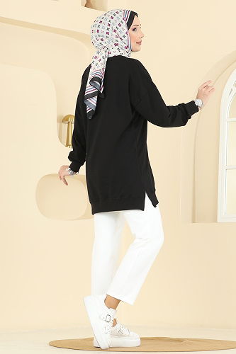 moda selvim Tunic 7095TEG847 Black - Thumbnail