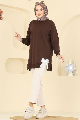 moda selvim Tunic 7095TEG847 Brown - Thumbnail