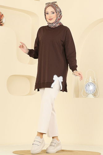 moda selvim Tunic 7095TEG847 Brown - Thumbnail
