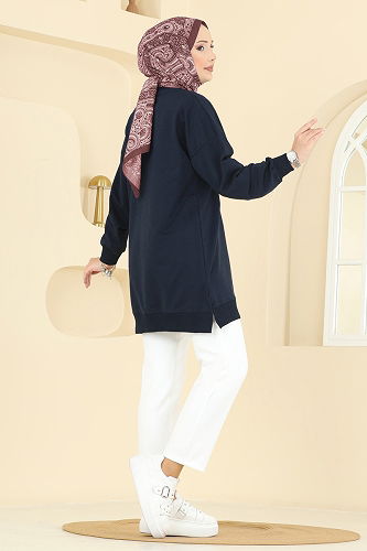moda selvim Tunic 7095TEG847 Dark Navy Blue - Thumbnail