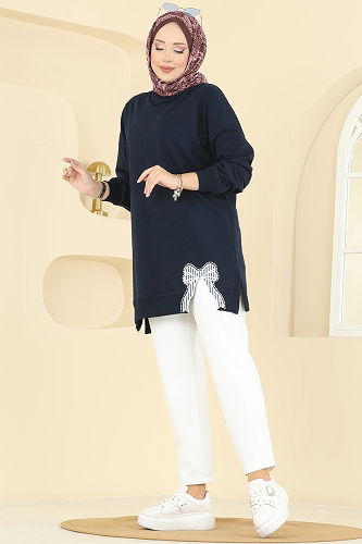 moda selvim Tunic 7095TEG847 Dark Navy Blue - Thumbnail