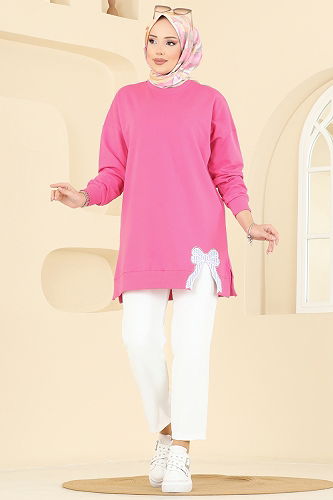 moda selvim Tunic 7095TEG847 Fuchsia - Thumbnail