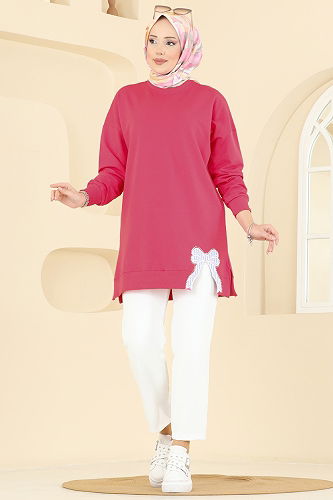 moda selvim بلوز فوشي 7095TEG847 - Thumbnail