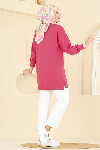 moda selvim بلوز فوشي 7095TEG847 - Thumbnail