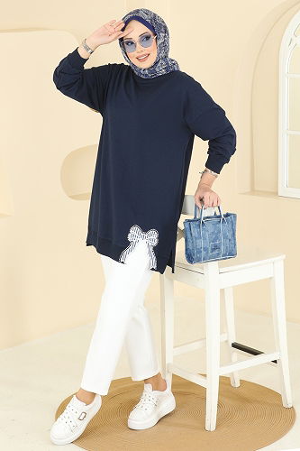 moda selvim Tunic 7095TEG847 Navy Blue - Thumbnail