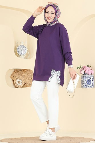 moda selvim Tunic 7095TEG847 Purple - Thumbnail