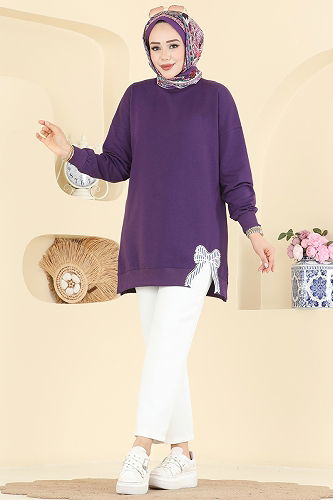 moda selvim Tunic 7095TEG847 Purple - Thumbnail