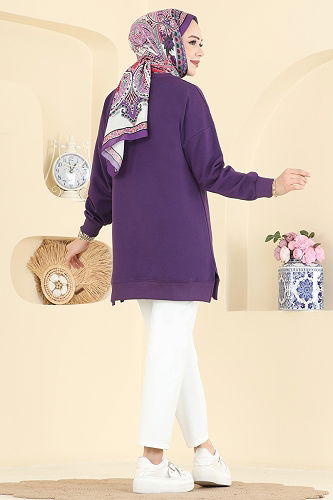 moda selvim بلوز أرجواني 7095TEG847 - Thumbnail