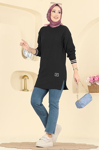 moda selvim بلوز أسود 709PM271 - Thumbnail