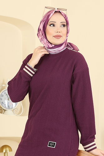 moda selvim Tunic 709PM271 Damson - Thumbnail