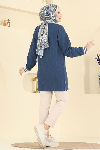 moda selvim بلوز ازرق 709PM271 - Thumbnail