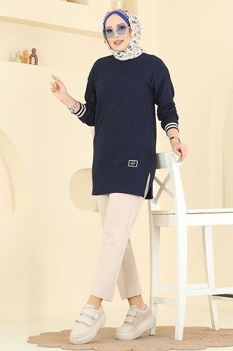 moda selvim Tunic 709PM271 Navy Blue - Thumbnail