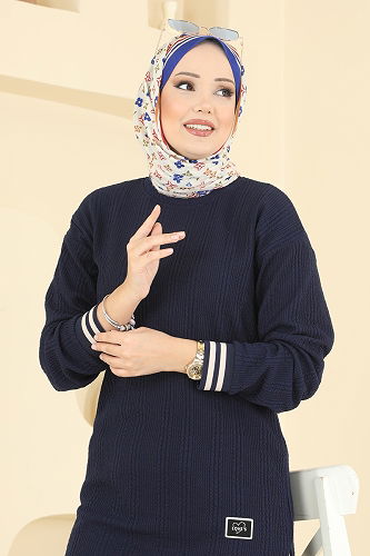 moda selvim Tunic 709PM271 Navy Blue - Thumbnail