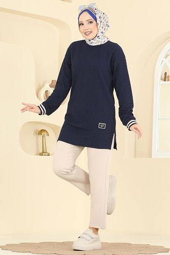 moda selvim بلوز كحلي 709PM271 - Thumbnail