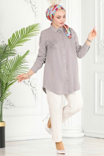 moda selvim Tunic 7102MGZ859 Gray - Thumbnail