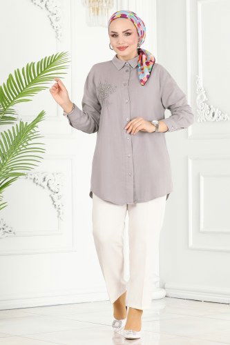 moda selvim Tunic 7102MGZ859 Gray - Thumbnail