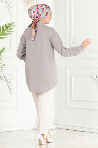 moda selvim Tunic 7102MGZ859 Gray - Thumbnail