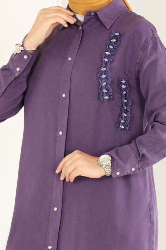 moda selvim Tunic 7136MGZ859 Dark Lilac - Thumbnail