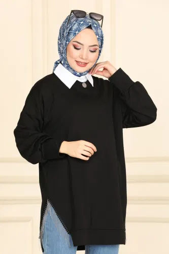 moda selvim Tunic 7220AYD574 Black - Thumbnail