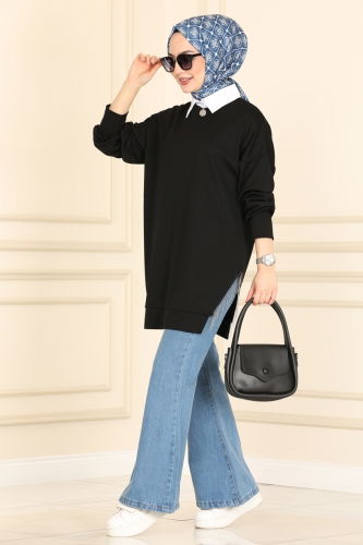 moda selvim Tunic 7220AYD574 Black - Thumbnail